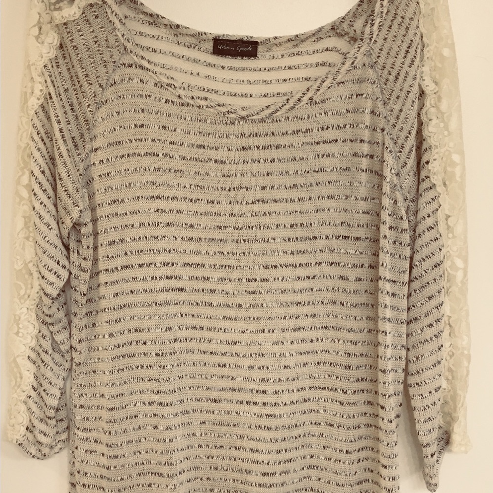 Tan Blouse with Laced Sleeves